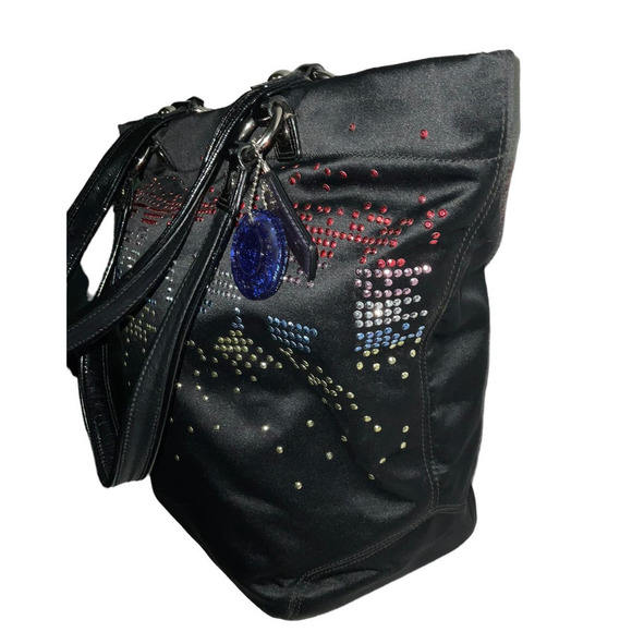 COACH Limited Special Edition Holiday Rhinestone Sateen Tote Shoulder Bag - Picture 13 of 16